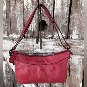 Coach Ashley Pleated Leather Shoulder Purse Rose Pink Adjustable Strap *Read*